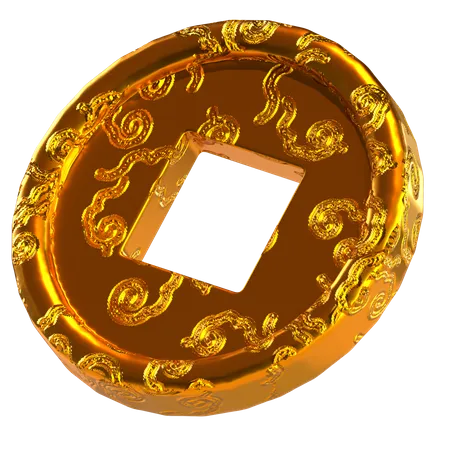 Chinese New Year Icon Gold Coin 3 D Render 3D Icon