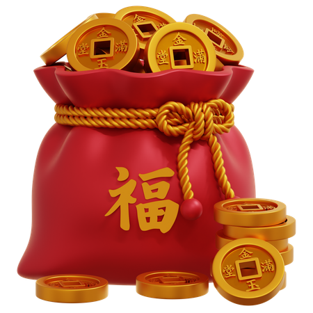 Chinese Coin Bag  3D Icon