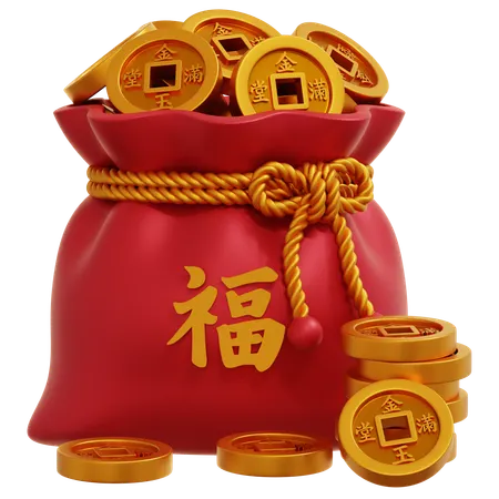 Chinese Coin Bag  3D Icon