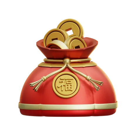 Chinese Coin Bag  3D Icon