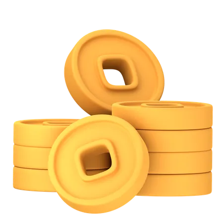 Chinese Coin Stack  3D Icon