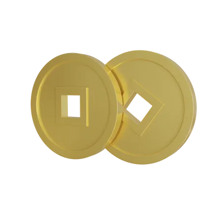 Chinese Coins Illustration 3D Icon