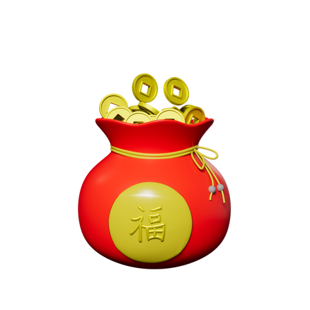 Chinese Coins Bag  3D Icon