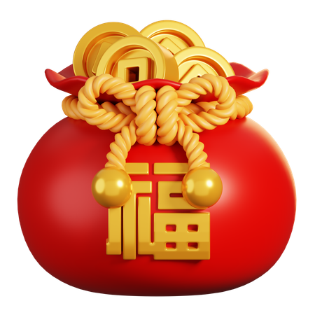 Chinese Coins Bag  3D Icon