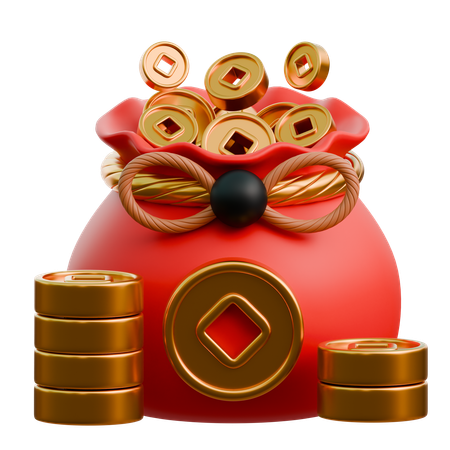 Chinese Coins Bag  3D Icon