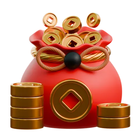 Chinese Coins Bag  3D Icon