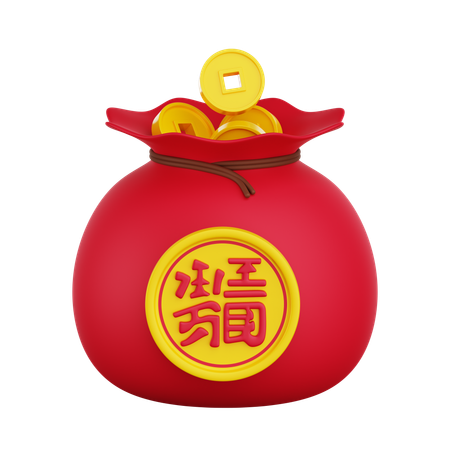 Chinese Coins Bag  3D Icon