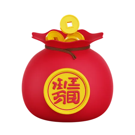 Chinese Coins Bag  3D Icon