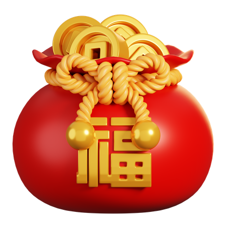 Chinese Coins Bag  3D Icon