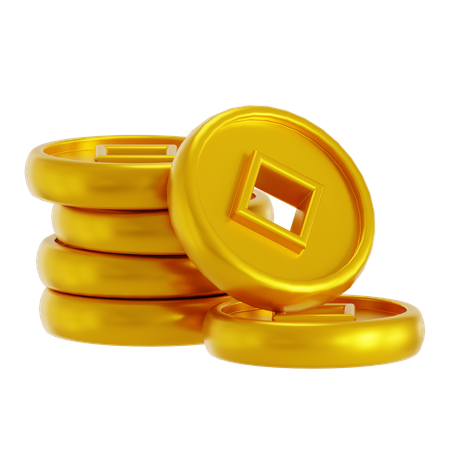 Chinese Coins Gold  3D Icon