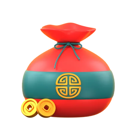 Chinese Coins Sack 3D Icon