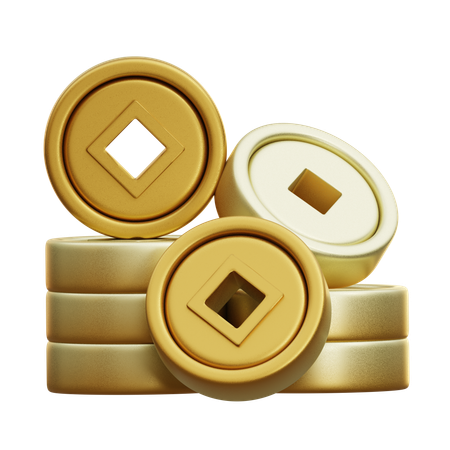 Chinese Coins Stack  3D Icon