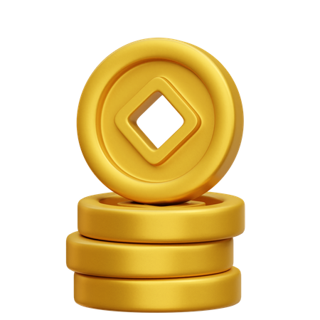 Chinese Coins Stack  3D Icon