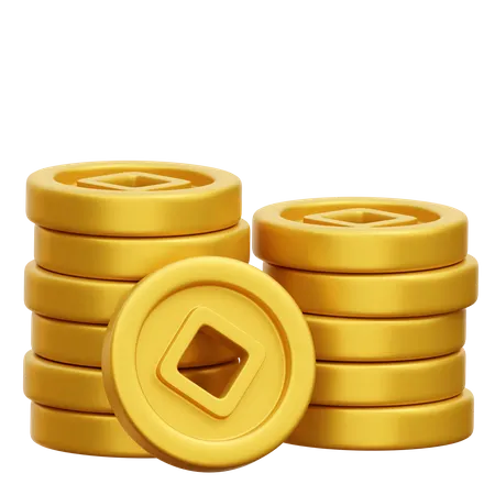 Chinese Coins Stack  3D Icon