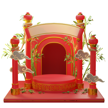 Chinese decorated podium  3D Illustration