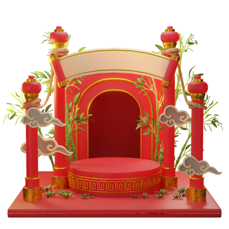 Chinese decorated podium 3D Illustration