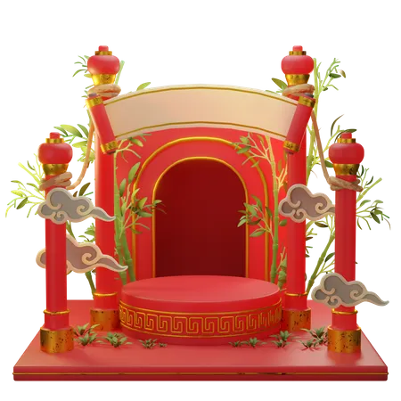 Chinese decorated podium  3D Illustration