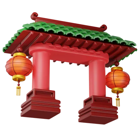 Door Architecture Representative To Chinese New Year 3D Icon