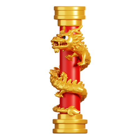 Chinese Dragon on Pole  3D Icon