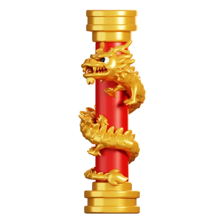 Chinese Dragon on Pole  3D Icon