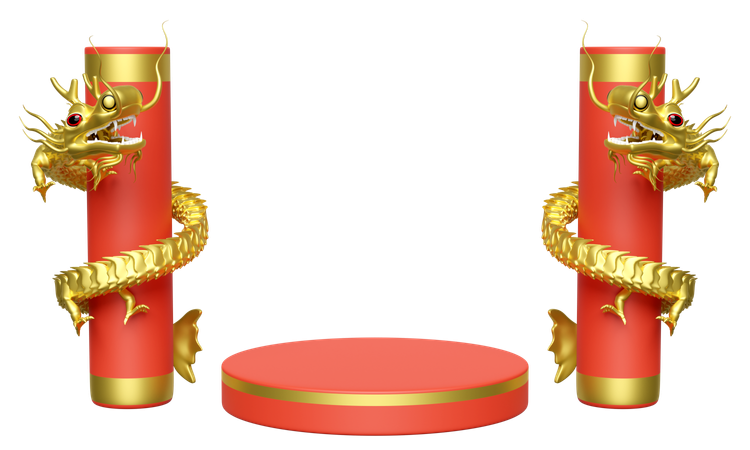 Chinese Dragon Podium  3D Icon