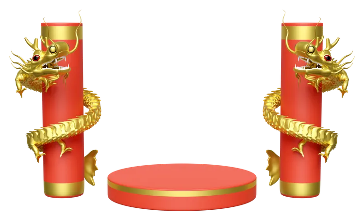 Chinese Dragon Podium  3D Icon