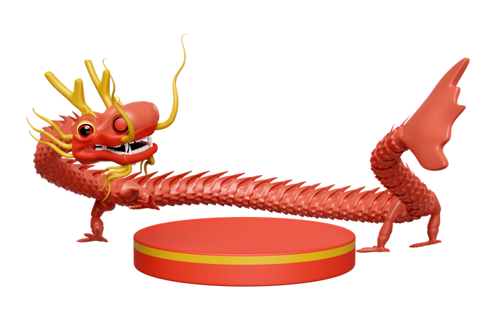 Chinese Dragon Podium  3D Icon