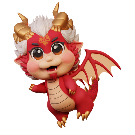 Chinese Dragon With Wings  3D Illustration