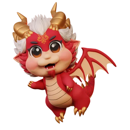 Chinese Dragon With Wings  3D Illustration