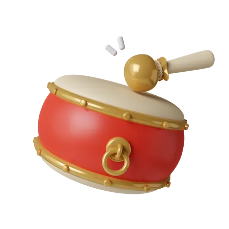 3 D Drum Mid Autumn Festival Icon Isolated On Yellow Background 3 D Rendering Illustration Clipping Path 3D Icon