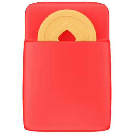 Red Envelope Open With Gold Coin 3 D Icon Render 3D Icon