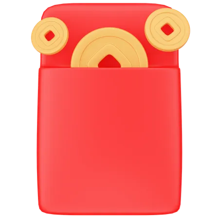Red Envelope Open With Gold Coins 3 D Icon Render 3D Icon
