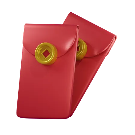 3 D Chinese New Year Envelope Icon Isolated On Transparent Background 3 D Illustration 3D Icon