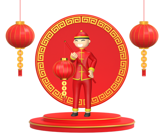 Chinese feiert chinesisches Neujahr  3D Illustration