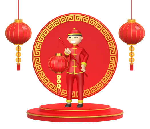 Chinese feiert chinesisches Neujahr  3D Illustration