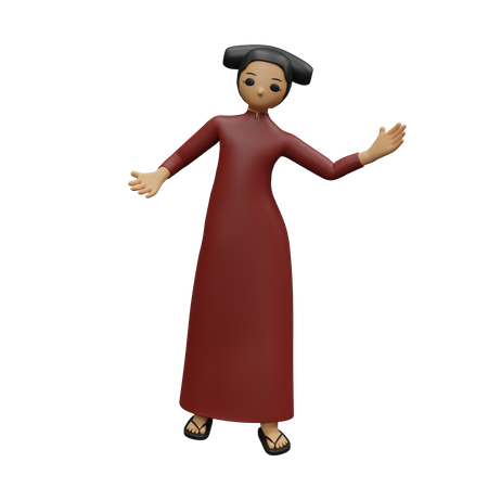 Chinese female showing something using hands  3D Illustration