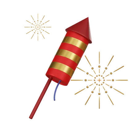A 3 D Icon Of A Red And Gold Chinese Festive Firecracker A Traditional Symbol Used In Celebrations To Bring Good Luck And Ward Off Evil Spirits 3D Icon