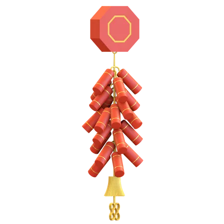 Chinese firecracker  3D Illustration