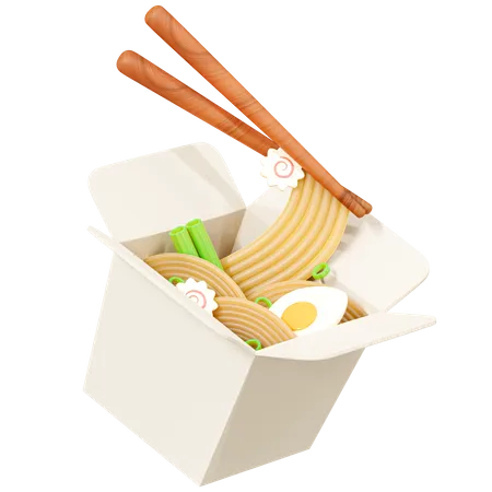 Chinese food take away box with noodles  3D Icon