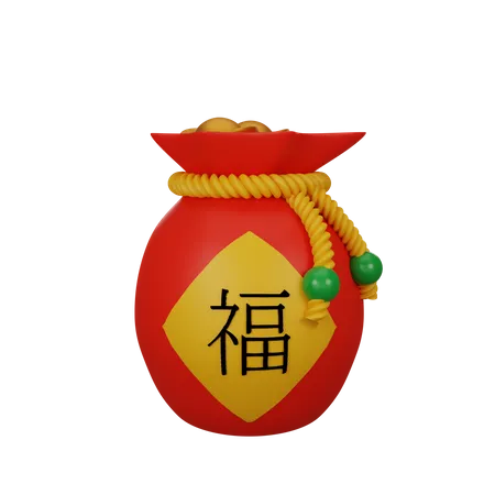 Chinese Fortune Bag  3D Illustration