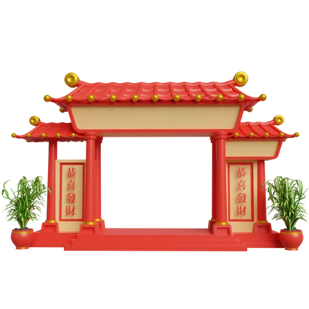 Chinese Gate Decoration  3D Illustration