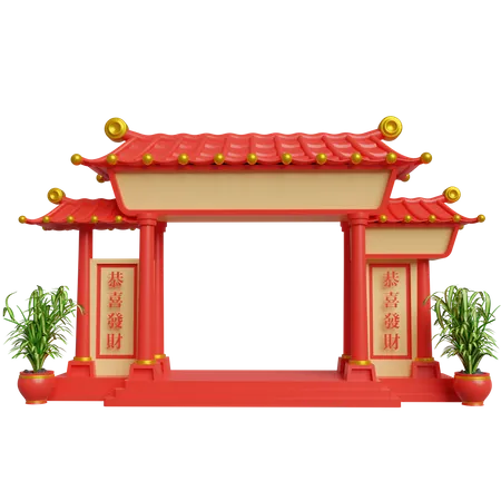 Chinese Gate Decoration 3D Illustration