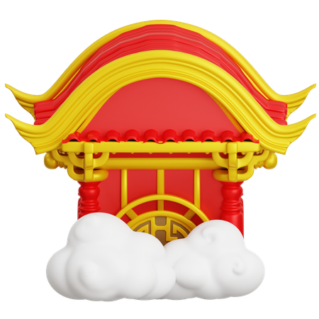 Chinese Gate With Cloud  3D Icon