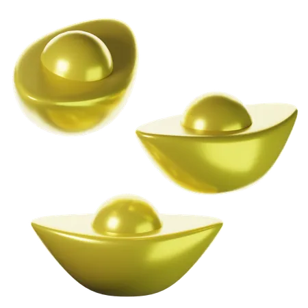 3 D Chinese Gold Bars On Three Points Of View 3D Icon