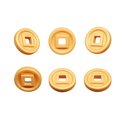 Chinese Gold Coin  3D Icon