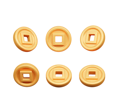 Chinese Gold Coin  3D Icon