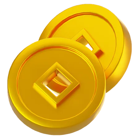 Chinese Gold Coin  3D Icon