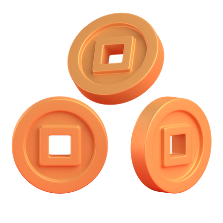 Chinese gold coin  3D Icon