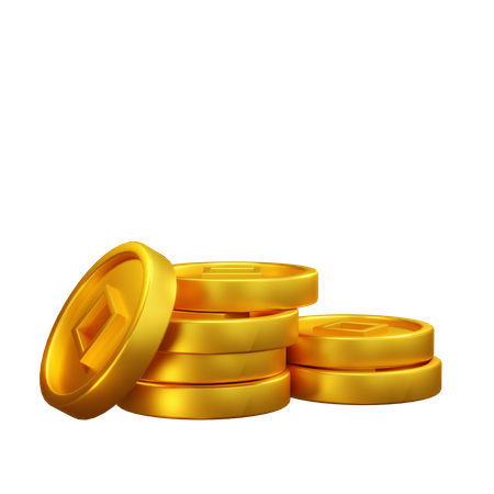 Chinese gold coin 3D Illustration