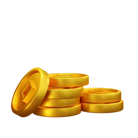 Chinese gold coin  3D Illustration